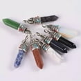 thumbnail image 4 of U8MO 48x11mm Prism Natural Stone Gemstone Tibetan Silver Charms Crafts Pendants-Picasso stone, 4 of 4