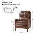 thumbnail image 3 of Genuine Leather Recliner Chair Push Back Wingback Set of 2 with Nailhead Trim for Living Room Bedroom Brown, 3 of 10