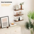 thumbnail image 5 of Floating Shelves for Projector 15.75 * 6 Inch 1 Set Wooden Shelf for Wall No Drill Wall Mounted Under TV Shelf for Storage Hanging Shelf for Bathroom Living Room Bedroom Kitchen (Black), 5 of 8