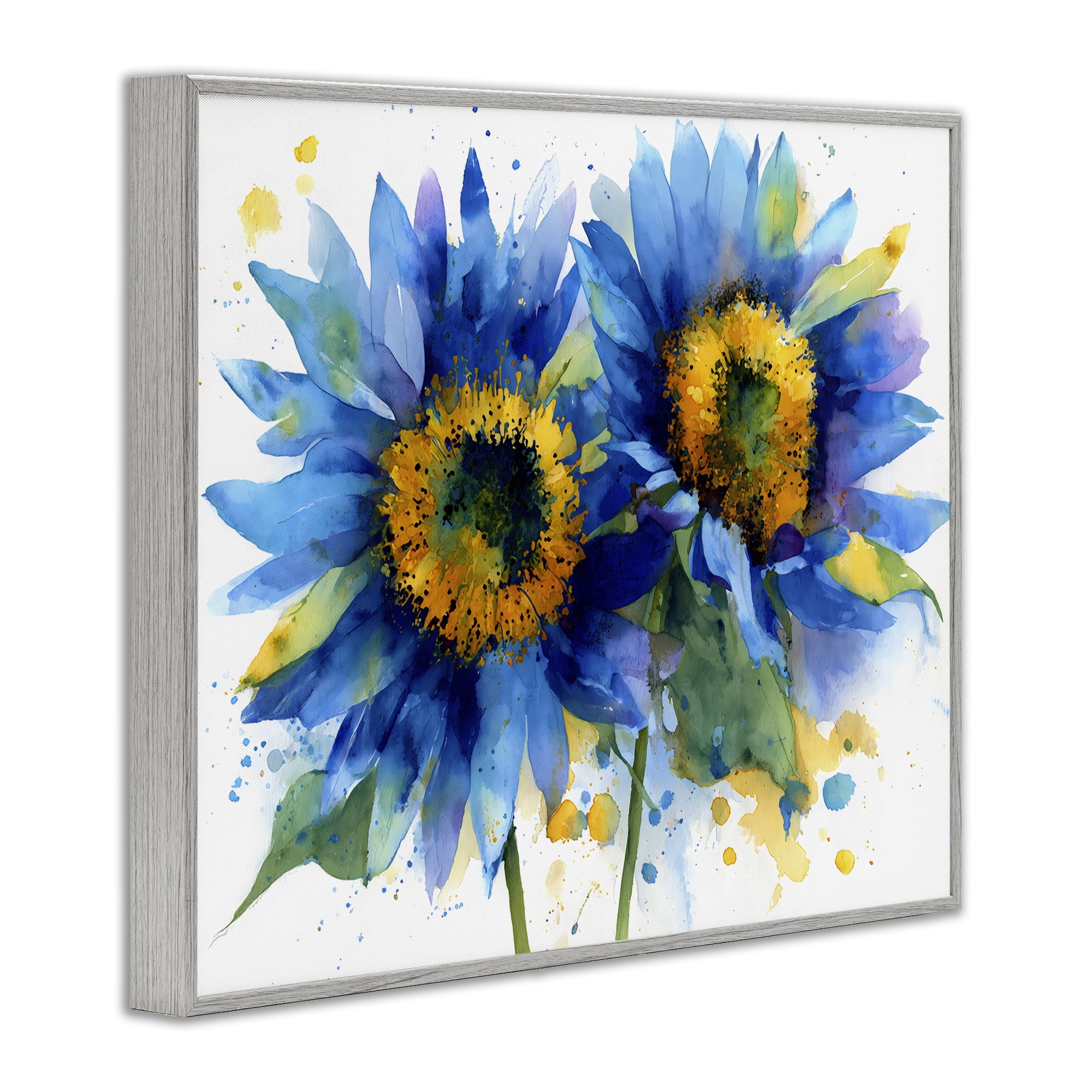 Stupell Industries Blue Sunflowers Bouquet Gray Framed Giclee Art, design by Franklyn Gregory