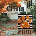 thumbnail image 6 of Sm:)e Paw Print Fall Garden Flag 12x18 Inch Double Sided Outside, Autumn Pumpkin Maple Leaf Welcome Stripes Yard Outdoor Flag, 6 of 7