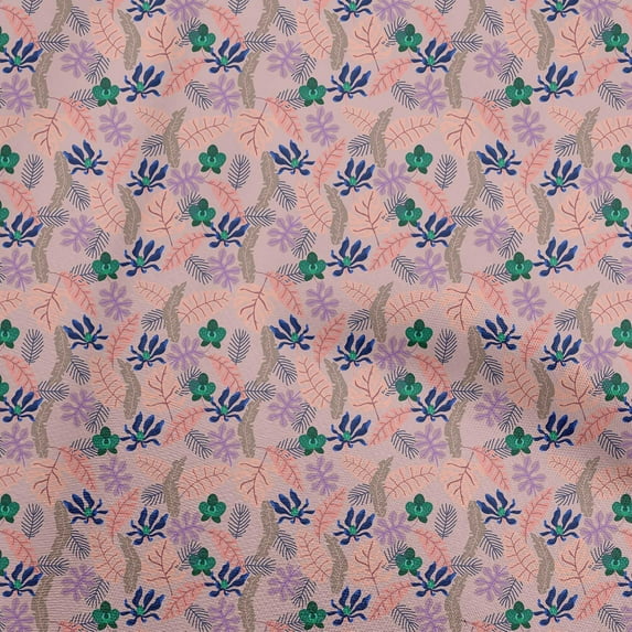 oneOone Viscose Chiffon Dusty Pink Fabric Tropical Leaf Dress Material Fabric Print Fabric By The Yard 42 Inch Wide