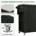 thumbnail image 4 of Eyisean Outdoor Kitchen Island, Fir Wood Grill Cart Island on Wheels with Stainless Steel Tabletop, Patio Kitchen Island Storage Cabinet with Spice, Towel Rack, Bottle Opener, for Grilling, Party, 4 of 21