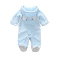 thumbnail image 4 of OUMY Newborn Baby Infant Boy Girl Fleece Romper Hooded Jumpsuit Bodysuit Outfits Clothes, 4 of 6