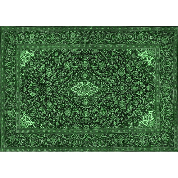 Ahgly Company Indoor Rectangle Persian Emerald Green Traditional Area Rugs, 6' x 9'