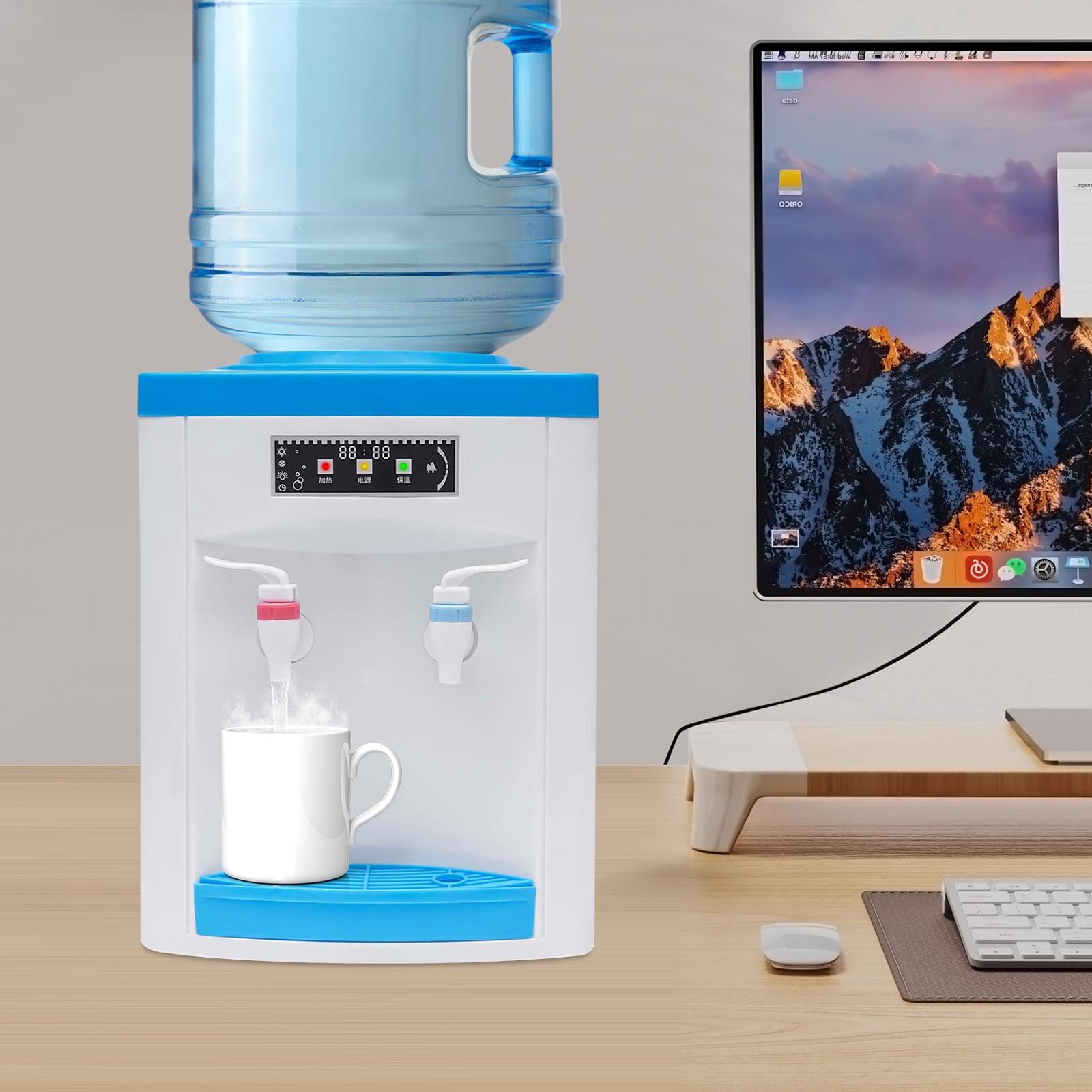 Peakora Hot/Cold Water Dispenser with 194℉ Heating Power 46℉ Cooling Power Portable Desktop White and Blue Top Loading Water Dispenser for Both Home and Commercial Places