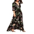 thumbnail image 3 of PENGXIANG Robe Bohème à Manches Courtes/mi-Longues Col en V Imprimé Floral une Pièce, 3 of 5