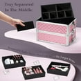 thumbnail image 3 of Professional 4 in 1 Rolling Makeup Train Case with Wheels Cosmetic Trolley and Cosmetology Cart Trunk for Makeup Artists Hairstylists Nail Techs and Salons Large Capacity Pink, 3 of 14