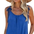 thumbnail image 5 of TaTaai Women's Summer Solid Color Sleeveless Jumpsuit Shorts Round Neck Ruched Tie Waist Pocket Casual Comfortable Romper Gift, 5 of 5