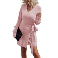 thumbnail image 2 of Vestido cárdigan Sunloudy para mujer, manga larga, cuello en V, cintura, lazo lateral, ropa informal ajustada, vestido elegante Sunloudy moda, 2 of 9
