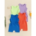 thumbnail image 5 of nvzhuang Baby Shorts Set Sleeveless Solid Color Tank Tops and Pocket Shorts Toddler Summer Outfits, 5 of 9