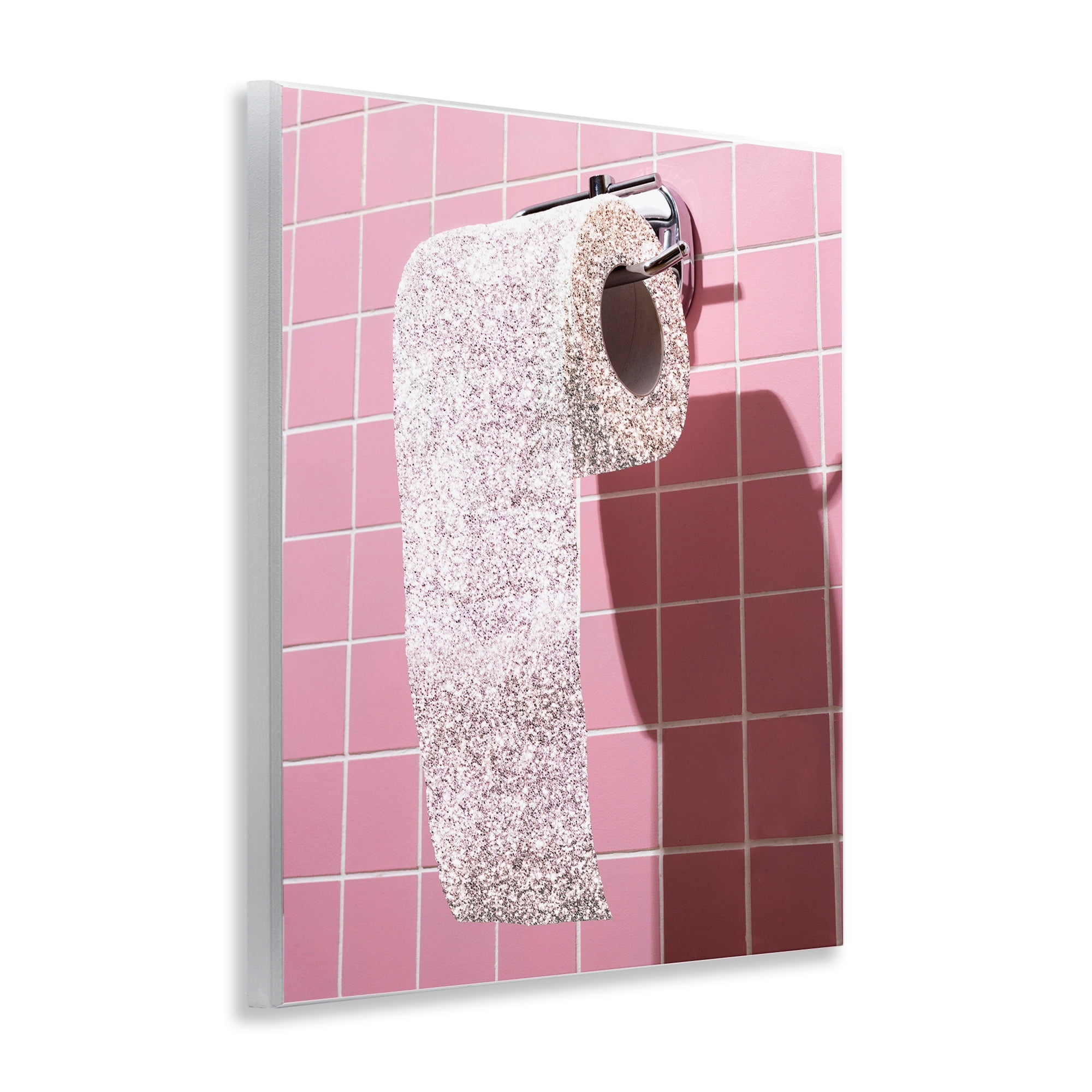 Stupell Industries Glitter Pink Toilet Paper Wall Plaque Art, design by CAD Designs