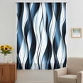 thumbnail image 3 of Blue Striped Ombre Sheer Curtains 54 Inches Long, Modern Blue Moire Geometric Light Filering Curtains, Breathable Simi Curtain Privacy Drapes for Kitchen Bathroom Lightweight Small Window Treatment, 3 of 9