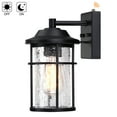 thumbnail image 5 of 10.8in Outdoor Dusk to Dawn Sensor Wall Lights with Matte Black Finish Crackle Glass Shade 2-pack, 5 of 10