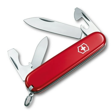 Victorinox Recruit Swiss Army Knife 10 Function Swiss Made Pocket Knife With 2 Blades (Large and Small), 2 Screwdrivers and Bottle Opener - Red