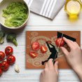 thumbnail image 4 of Basketball Cutting Board, Basketball Player Silhouette Athlete Competition Championship Promotion, Decorative Tempered Glass Cutting and Serving Board, Small Size, Pale Orange Black, by Ambesonne, 4 of 5