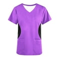 thumbnail image 4 of LSLJS Blouse à Manches Courtes à Col en V pour Femmes, Mode, Uniforme de Travail, Imprimé, avec Poche, Hauts, Sarraus pour Femmes, 4 of 4