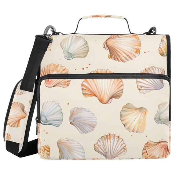 FORMRS Zipper Binder with Shoulder Strap 2-inch Ring 500 Sheet Capacity File Bag, Beige Seashell