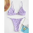 thumbnail image 3 of Zaful for Women Tiny Floral O Ring High Leg Bikini Swimwear Light Purple S, 3 of 5