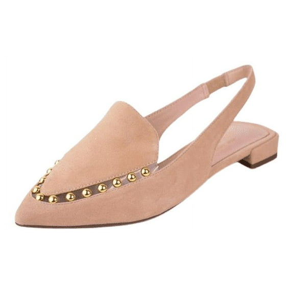 Cecelia New York Cleo Nude Embellished Elasticized Slingback Pointed Toe Flats