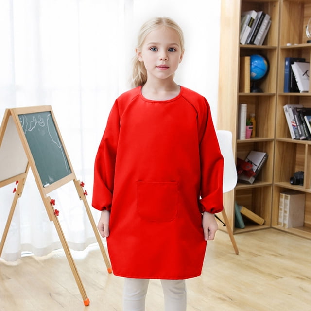 Kids Art Smock Apron For Children Artist Painting Aprons With Long Sleeve And Pocket For Play And Craft