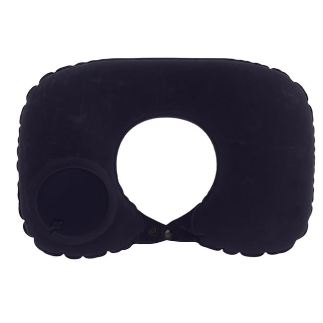 Almohada Para El Cuello, Protección Cervical Amplia Aplicación Tejido Flocado Almohada Inflable Hebilla Ajustable Para Autobús ANGGREK Azul oscuro