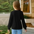 thumbnail image 3 of Drmagiyhm Long Sleeve Tops for Girls Size 10-12 Basic Shirts Solid Color T Shirt Casual Crewneck Loose Girl Comfy Fall Tops, Tees & Blouses Black 9-10 Years, 3 of 3