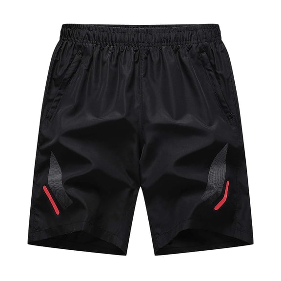 Besolor Plus Size Shorts for Men Elastic Waisted Summer Casual Loose Outdoor Workout Running Shorts with Zipper Pockets(X-Large,Red)