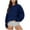 Navy Sweatshirts, variant on Qetyuw Plus Size Sweatshirt for Women Crew Neck Fleece Pullover with Pocket Drop Shoulder Long Sleeve Loose Fit Tops
