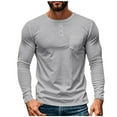 thumbnail image 2 of pstuiky camisa de manga larga para hombre, Camisas casuales de color liso con botones y bolsillos para hombre, de manga larga y cuello redondo camisetas de hombre xl, 2 of 6