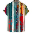 thumbnail image 2 of Camisa hawaiana con rayas geométricas para hombre, estampado 3D de lunares, manga corta, camisas de verano con solapa, blusa con botones de gran tamaño y estilo urbano, 2 of 5
