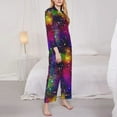 thumbnail image 4 of Disketp Pajamas Set Long Sleeve Sleepwear Womens Button Down Nightwear Pj Sets-Bright Universe, 4 of 9
