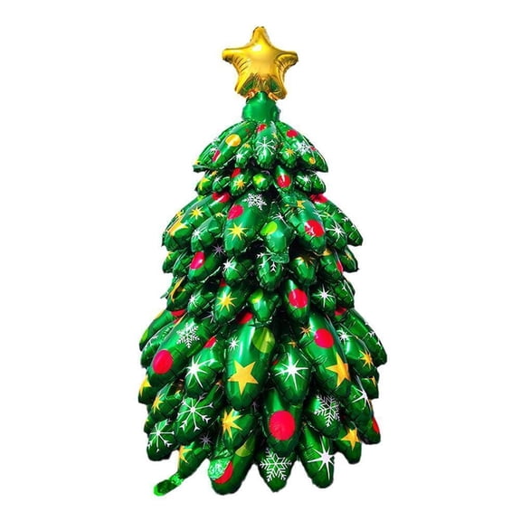 Christmas Tree Foil Balloon, 51.18 x 28.74 Inch Self‑Standing Inflatable Xmas Tree Balloon, Large Aluminum Foil Holiday Party Decoration