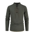 thumbnail image 3 of DDAPJ pyju Mens Medieval Pirate Shirt Retro Long Sleeve Lace-up T-shirt Viking Renaissance Costume Halloween Victorian Tops Army Green M, 3 of 9
