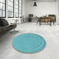 thumbnail image 4 of Ahgly Company Machine Washable Indoor Rectangle Transitional Bright Turquoise Blue Area Rugs, 6' x 9', 4 of 7