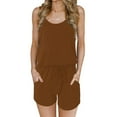 thumbnail image 4 of asdoklhq 2025 Summer Fall Shorts for Women Clearance $5, Womens Plus size Women's Scoop Neck Sleeveless Casual Short Jumpsuit Rompers with Pockets, 4 of 9