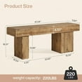 thumbnail image 2 of Solid Wood , 47” Farmhouse Entryway  with Thickened Seat & Artistic Legs, Heavy Duty Indoor  for Bedroom, Hallway, Living Room, Indoor, Porch, Natural, 2 of 8