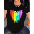thumbnail image 1 of Camiseta de algodón extragrande para mujer: Top suave de manga corta con cuello redondo y estampados abstractos, 1 pieza, camiseta informal, 1 of 6