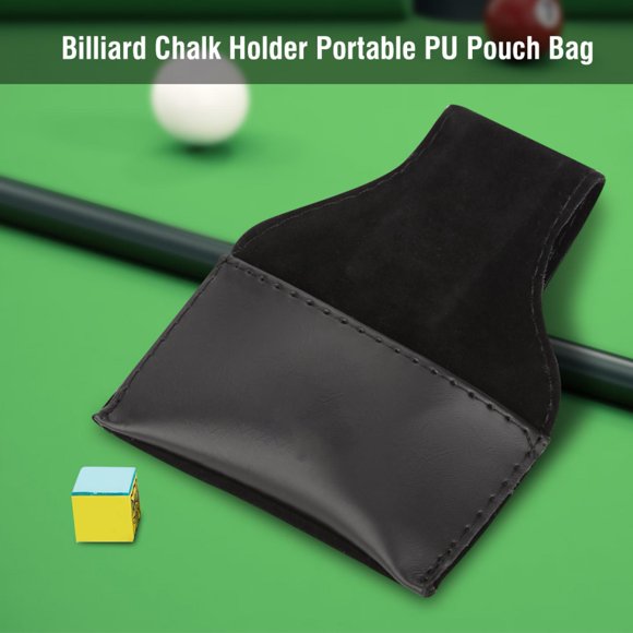 Soporte de Tiza Cue, Portátil Billar Pool Cue Chalk Holder Bolsa de la PU Bolsa Negro Ecomeon no