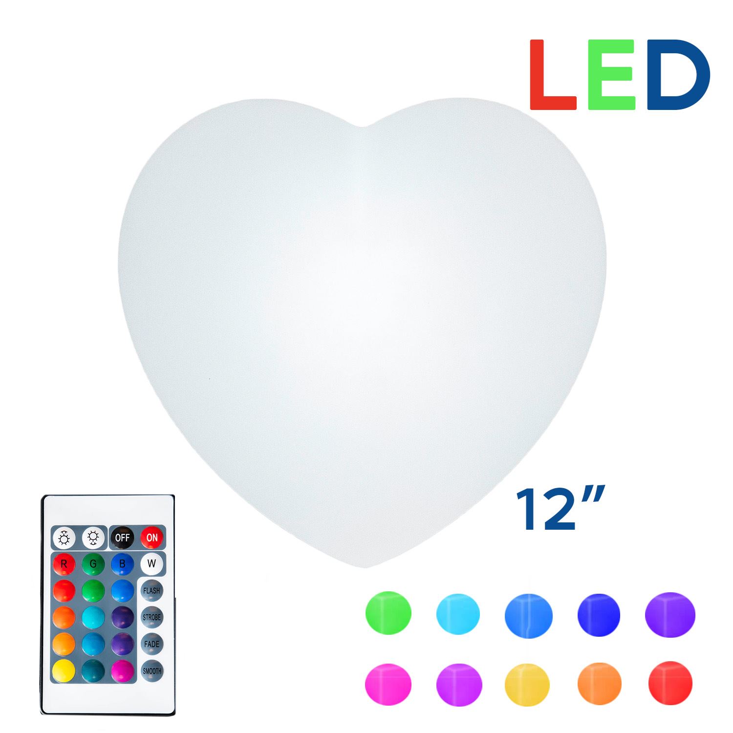 Novelty Lights 12" LED Plastic 3D Glow Heart Light, Waterproof Rechargeable Color Changing Party Heart with Remote, Great for Home Patio Restaurant Lighting - image 4 of 7