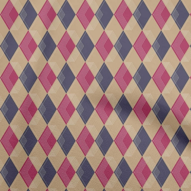 oneOone Viscose Chiffon Pink Fabric Check Argyle Craft Projects Decor Fabric Printed By The Yard 42 Inch Wide