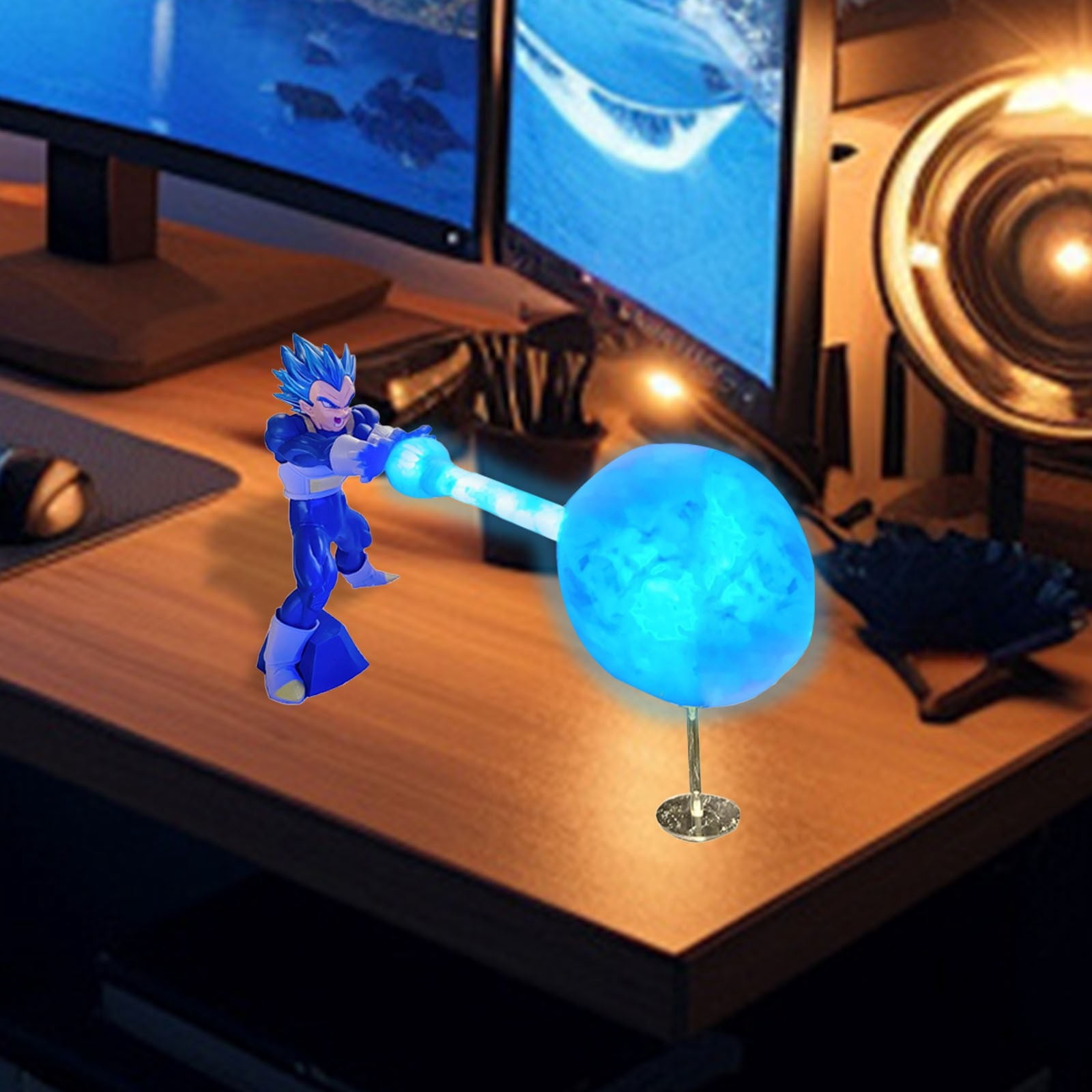 Dragon Ball Anime Character Night Light Figurine Decorative Led Lamp Vegeta Toys Peripheral Desktop Ornament-Vegeta Blue