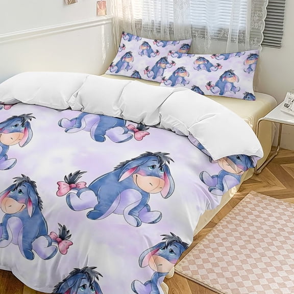 Ee-Yore 3 Piece Comforter Bedding 1 Set Super Soft Quilt Cover with 2 Pillowcases Funny Merch Movie Fans Gifts for Girls Boys Kids Adults 86"×70"