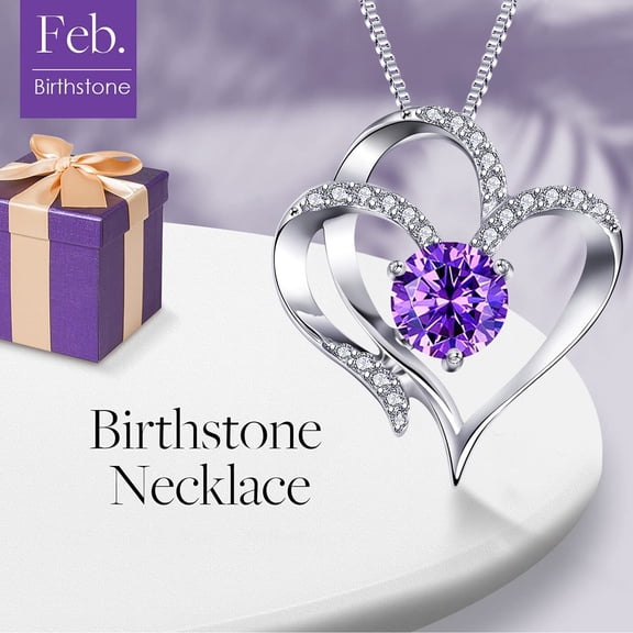 YYKihy Female Twelve Months Heart Shape Letters Pendant Silver Love Zircon Necklace Birthstone Pendant Necklace