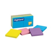 Highland Self-Stick Notes, 3" x 3", Assorted Bright Colors, 100 Sheets Per Pad, 12 Pads Per Pack