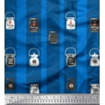thumbnail image 1 of Soimoi Blue Rayon Crepe Fabric Tree,Text & Jar Vintage Decor Fabric Printed Yard 46 Inch Wide, 1 of 1