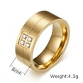 thumbnail image 2 of Matching Ring Couple Rings Yellow Gold Plated 1CT Heart CZ Wedding Ring Sets Titanium Male Ring, 2 of 7