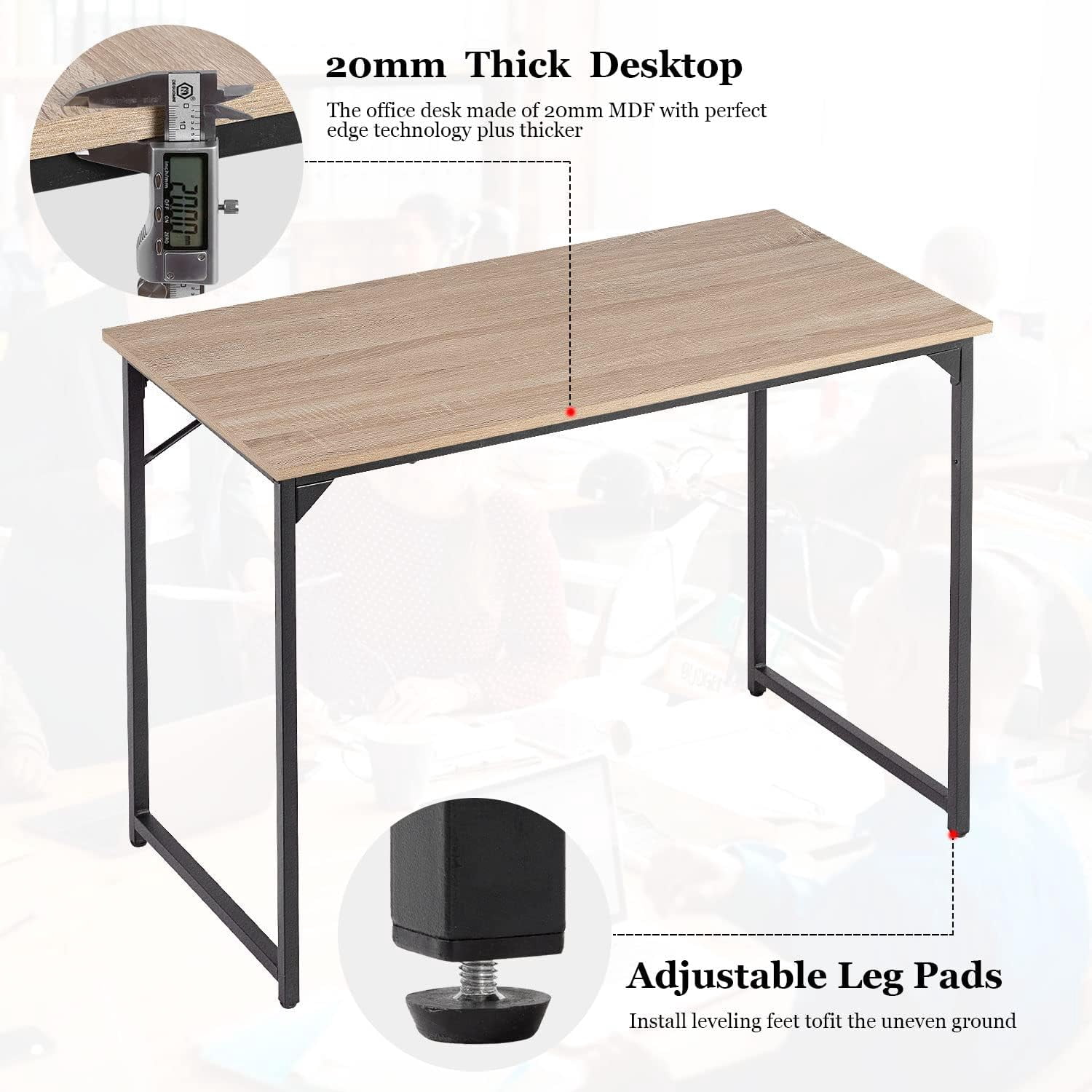 PayLessHere 39 inch Computer Desk,Sturdy Laptop Table for Home Office for Adults, Nature