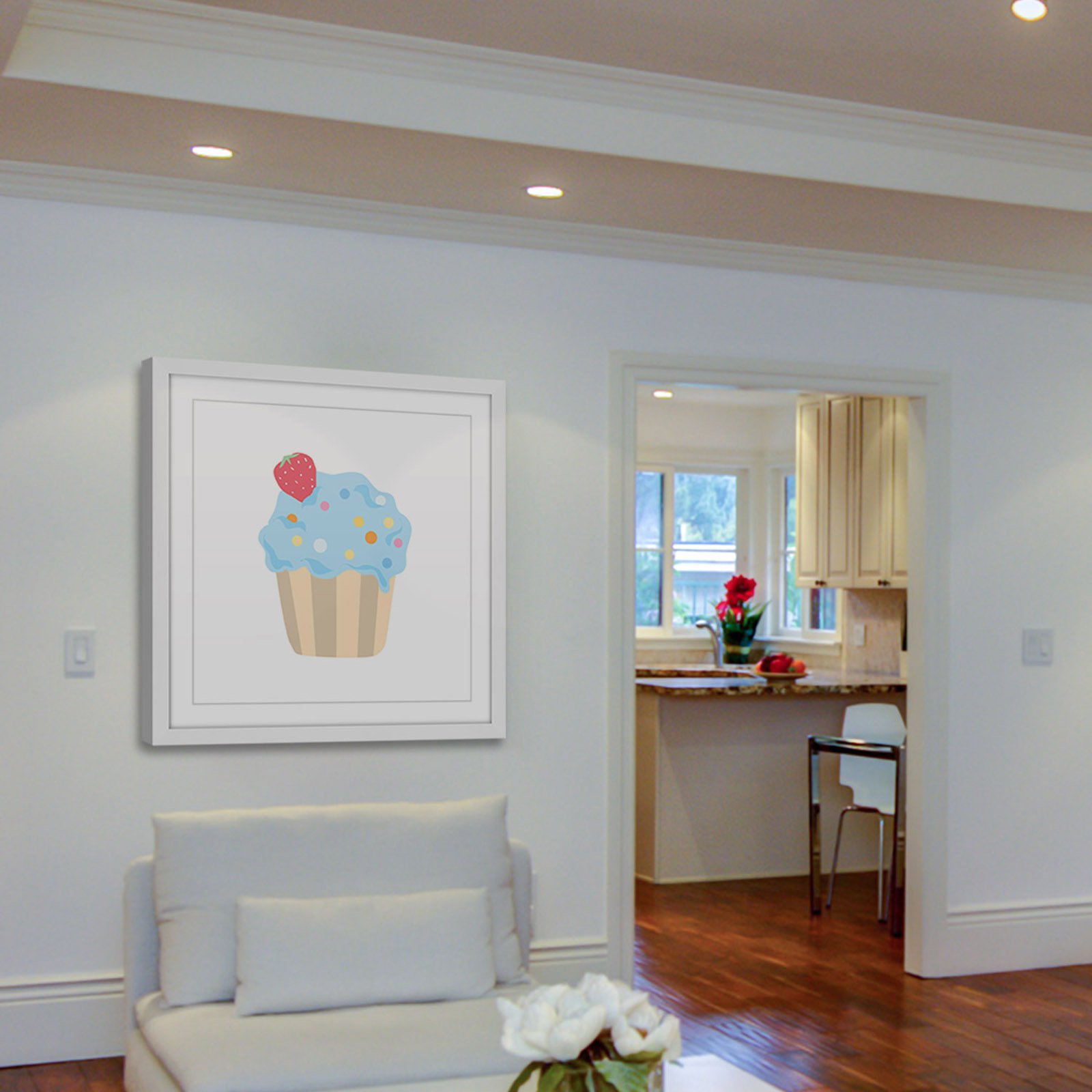 Marmont Hill "Blue Cupcake" by Diana Alcala Framed Painting Print