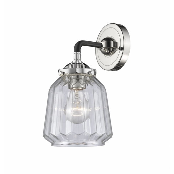 Innovations 284-1W-BPN-G142-LED Chatham 1 Light Sconce part of the Nouveau Collection, Black Polished Nickel